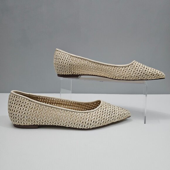 NEW Sam Edelman Wanda Flat Womens 9 Ivory Woven Raffia Pointed Toe Slip On - Picture 4 of 15